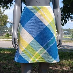 VINTAGE BESPOKE LADIE'S WOOL BLEND FULLY LINED PLAID WINTER SKIRT